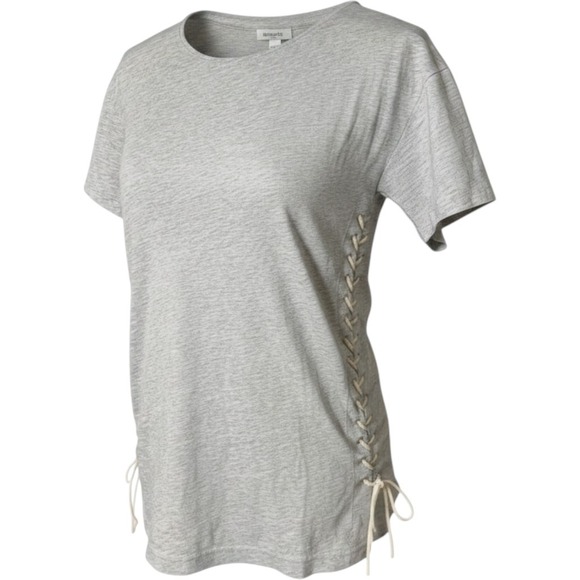 J. Crew Tops - J. Crew Women's Heather Gray Lace Up Side Tie Cotton T-Shirt Size S Short Sleeve